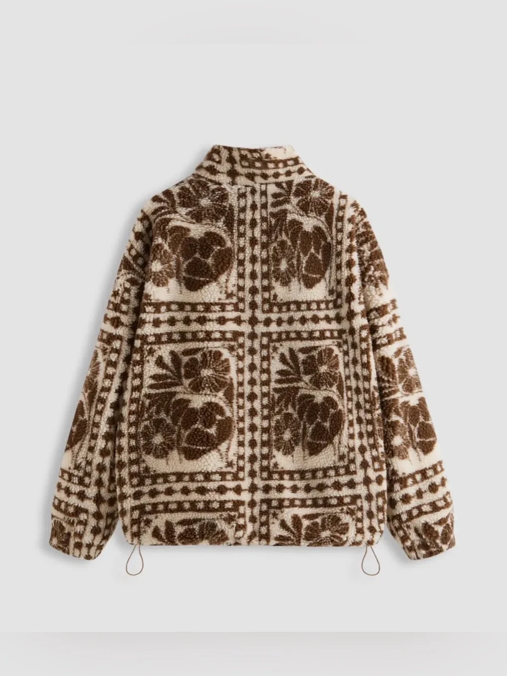 Cider Printed Floral Brown & Cream Fleece Jacket - NWT - XS - Picture 2 of 10